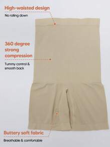 Ultra Soft Lightweight Tummy Control Thigh Slimmer Butt Lifter Shapewear Shorts For Base Layering - Apricot - View 8