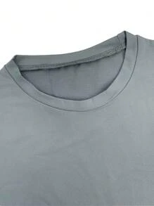 Women's Fitted Mesh Colorful Short Sleeve Casual Shorts Set - Grey - View 5