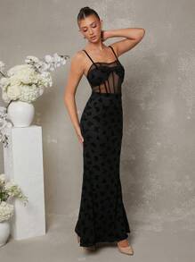 L'Amorae Butterfly Print Sleeveless Cami Dress - Black - View 5