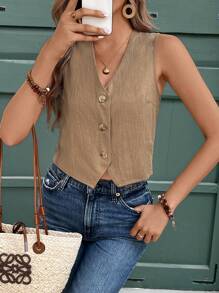 Vivid Eden 女式纯色简约休闲无袖背心