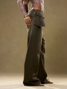 MUSERA Looped Hook On Pocket Detail Jeans, Spring 90's Y2k Summer Sexy Cute Vintage Western Vacation