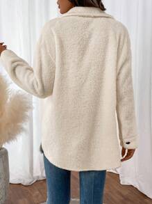 SHEIN LUNE Women's Warm Reversible Fleece Jacket With Dual Pockets For Fall/Winter - Apricot - View 2