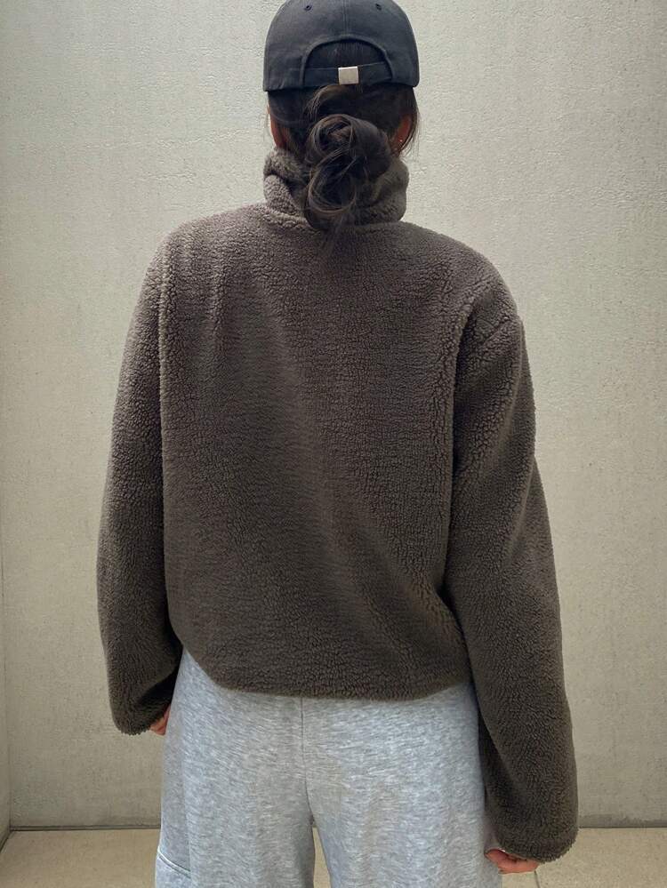 Women's Loose Fit Long Sleeve Zipper Front Fleece Jacket,Fall Women Clothes Women Coats
