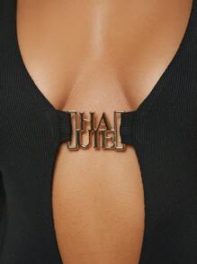 Hauture Bộ đồ liền thân có khóa cài cho nữ - màu đen - Xem 3