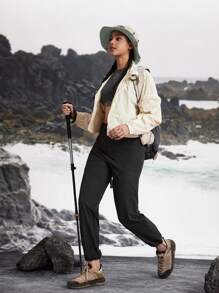 In My Nature Women's Simple Printed Outdoor Long Pants - Black - View 9