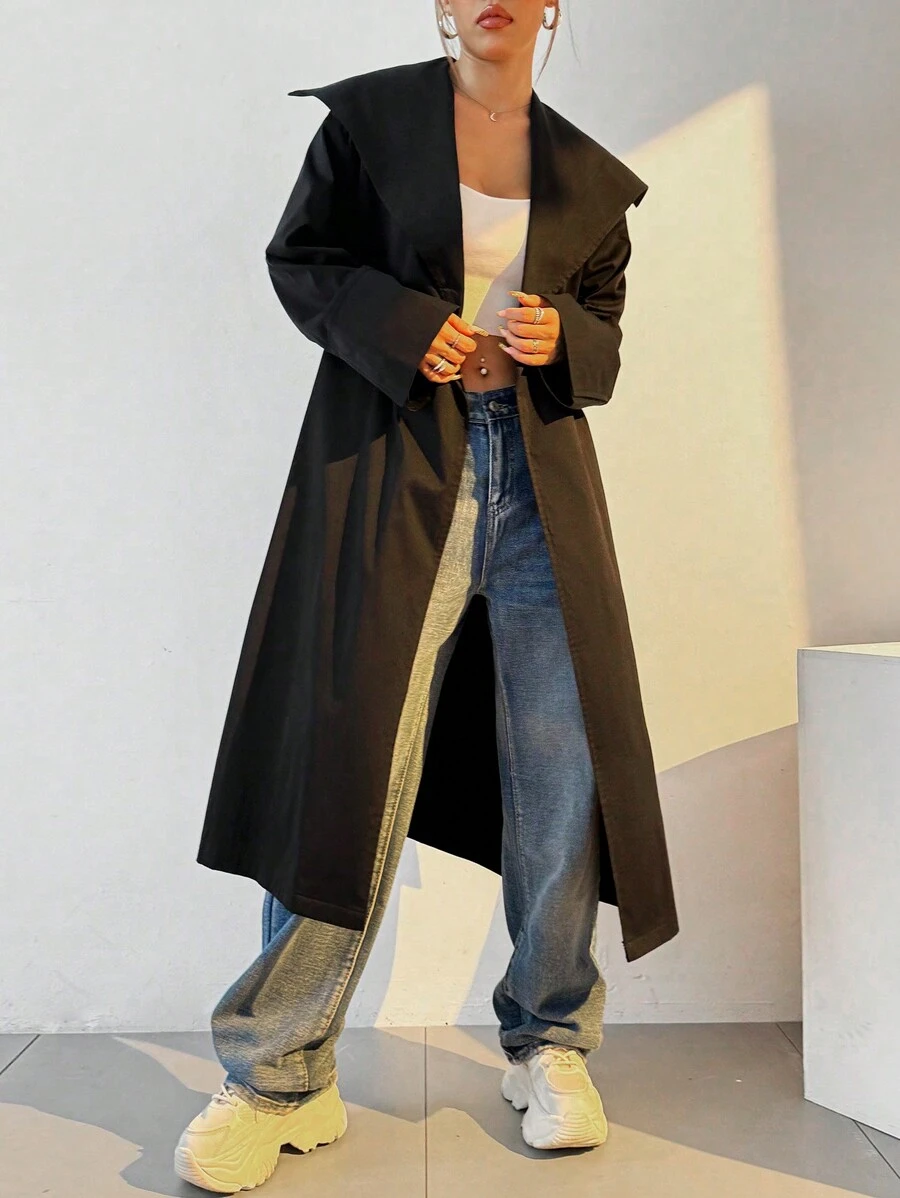 Muchica Women's Solid Color Simple Casual Lapel Everyday Jacket