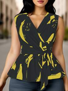 SHEIN Unity 大码夏季休闲随机印花背心 - 彩色 - 查看 3