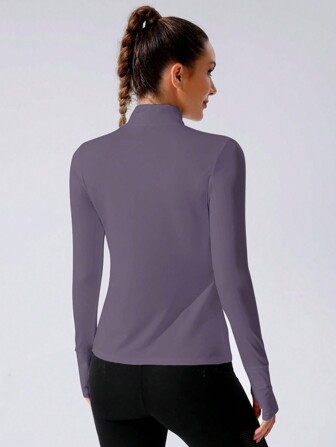 Daily&Casual Women's Zip-Up Turtleneck Long Sleeve Slim Fit Casual Outdoor Fitness Yoga Hoodie