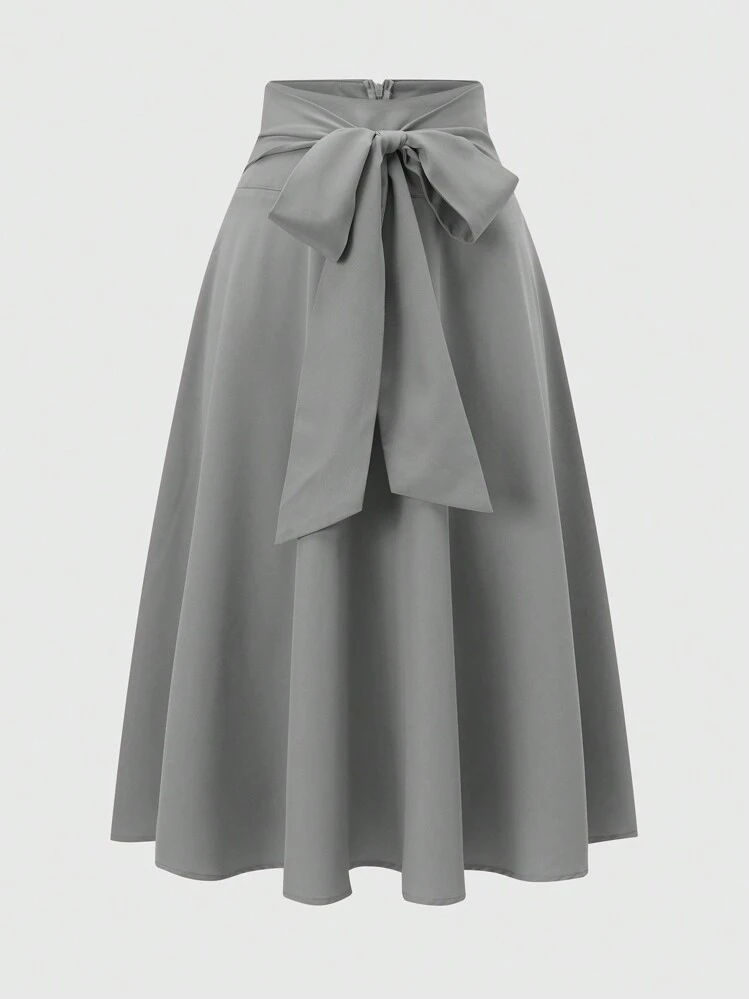 Franclia Solid High Waist Belted Flare Skirt For Holiday | SHEIN USA