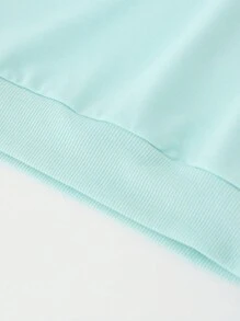 SHEIN 年轻女孩休闲可爱花朵和小猫印花套头衫 - 薄荷綠 - 查看 3