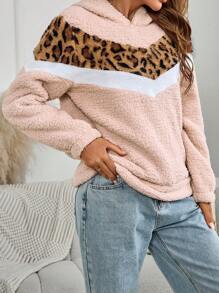 女士新款秋冬复古蓬蓬豹纹V领连帽加厚加绒厚毛衣加绒厚毛衣（母女同款装，2件分开售） - 彩色 - 查看 7