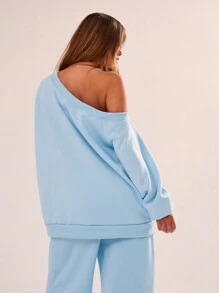 MUSERA Loose Fit Asymmetrical Neck Sweatshirt