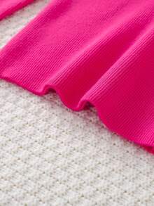 年轻女孩珍珠边饰立领纯色针织毛衣，秋冬款 - 玫紅色 - 查看 5