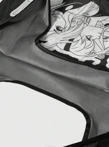 Winx Club X ROMWE Donkere oversized opvouwbare tas met portemonnee, draagbare boodschappentas met grote capaciteit