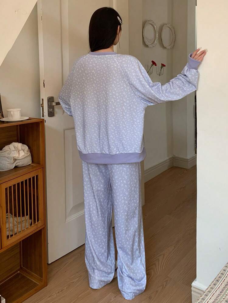Ditsy Floral Loose Casual Pajama Set