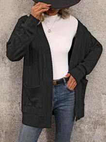 EMERY ROSE Women's Solid Color Long Sleeve Casual Cable Knit Jacket, Fall & Winter