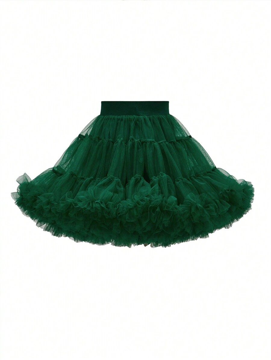 Young Girls' Luxurious  White Tulle Bubble Skirt, Suitable For Spring, Summer And Autumn Seasons, Suitable For Outings, Parties And Gatherings, Can Be Paired With T-Shirts Or Shirts, Giving A  Vibe. Wearing Cute And Sweet,Holiday,Summer,Travel