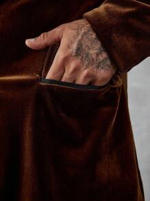 Manfinity AFTRDRK Conjunto de traje sencillo de manga larga con botón delantero y bolsillo para hombre, uso casual diario