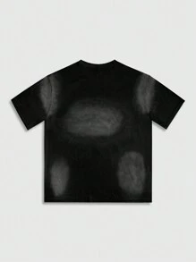 ROMWE MEN Street Life Men's Snowflake & Angel Print Short Sleeve T-Shirt, Suitable For Spring & Summer