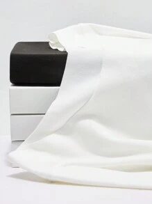 SHEIN Unity 大码女式纯色简约圆领长袖 T 恤 - 黑與白 - 查看 5