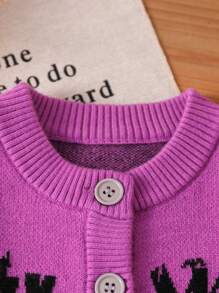 Áo len cardigan họa tiết bí ngô và dơi dễ thương cho bé gái Halloween - Màu Hoa hồng đỏ - Xem 7