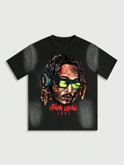 Street Life Camiseta de manga corta con estampado de copo de nieve y ángel para hombres, apta para primavera y verano