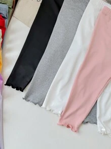 SHEIN Leap Crew 15 件套年轻女孩纯色修身休闲紧身裤