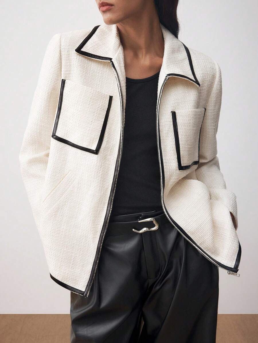 BizChic Schwarzer Mantel mit elastischem Bund, locker geschnitten, gerade Passform