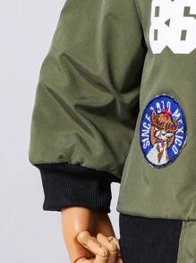 2pcs Young Boys' Streetwear Cartoon Print Jacket And Sweatpants Set, Comfortable And Breathable For Casual, Outdoor, School, Autumn/Winter - Army Green - View 7