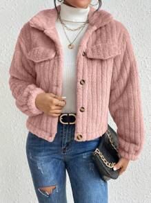 Chiquease 女士纯色简约日常长袖夹克 - 粉色 - 查看 6