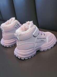 1 Par de Zapatos Deportivos de Moda para Niñas, de Púrpura, con Forro Térmico, Suela Suave Antideslizante, Apropiados para Invierno