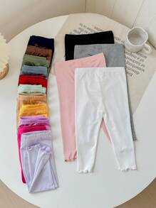 SHEIN Leap Crew 15 件套年轻女孩纯色修身休闲紧身裤