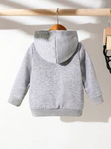 SHEIN Baby Girl Casual Solid Color Bow Design Long Sleeve Sweatshirt, Autumn/Winter - Light Grey - View 2