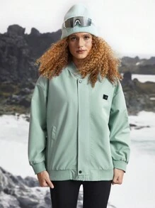 SHEIN Sports Chaqueta deportiva simple de manga larga con cremallera frontal lisa, de uso casual diario - verde menta - Ver 5