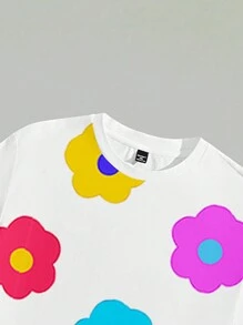 Manfinity Homme Men's Colorful Floral Print Crew Neck Short Sleeve T-Shirt & Shorts Set - Multicolor - View 4