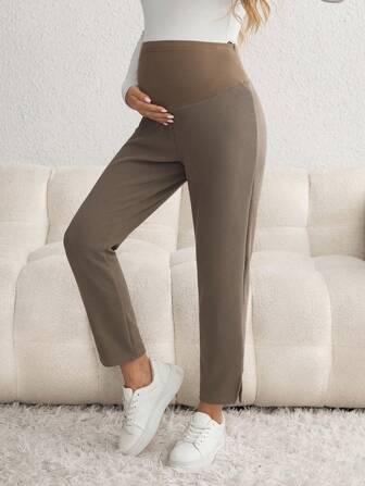 SHEIN Pantalon de grossesse décontracté à taille haute et blocs de couleurs