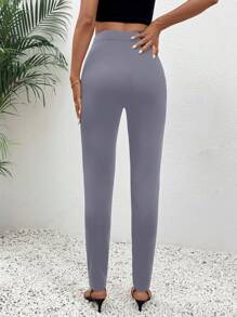 SHEIN LUNE Women Plain Simple Pocket Casual Pants