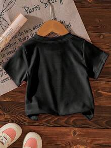 Baby Girls Halloween Theme Printed Round Neck Short Sleeve Top - Pink - View 2