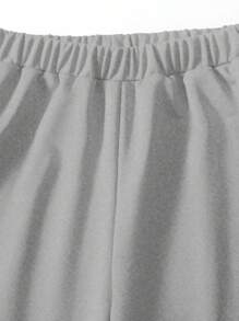 SHEIN Explorewe 2 件套青少年女孩休闲街头风露肩运动衫和运动裤套装 - 灰色 - 查看 6