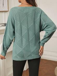 SHEIN Pregnant Women Simple Solid Color Crew Neck Long Sleeve Sweater, For Maternity, For Winter - Green - View 2