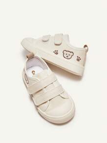 Cozy Pixies 1雙男女皆宜米色帆布魔鬼氈平底休閒運動鞋，適用於假日旅遊戶外活動 (隨機圖案) - 米色 - 查看 7