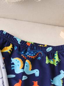 Conjunto de 2 piezas de sudadera y pantalones con estampado de dinosaurios lindo para niño pequeño/bebé, apropiado para usar en interiores y exteriores, otoño/invierno - Multicolor - Ver 4