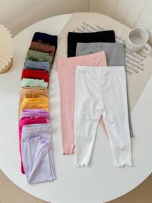 SHEIN Leap Crew 15 件套年轻女孩纯色修身休闲紧身裤