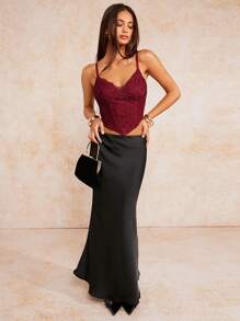 Forever 21 Women Floral Pattern Cami Top - Burgundy - View 6