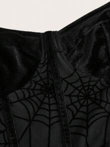 SHEIN ICON Homecoming Dress Spider Web Contrast Mesh Draped Detail Tube Bodycon Dress - Black - View 6