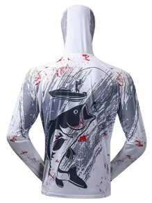 Manfinity Dauomo Men's Random Print Hooded Zip-Up Jacket - White - View 2