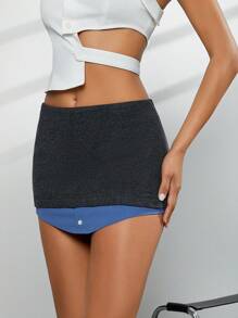 Hauture Contrast Fabric Mini Skirt - Multicolor - View 6