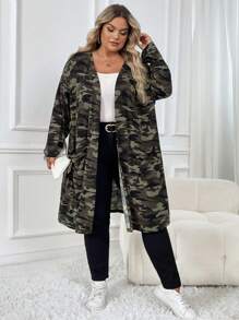 SHEIN CURVE+ Coat & Jaket Ukuran Plus - MultiWarna - View 6