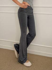 DAZY Layered Ruffle Design Home Flare Pants Pajama - Dark Grey - View 7