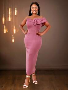 Robe élégante sans bretelle à fleurs 3D et charmante, ajustée avec épaules dénudées pour femmes